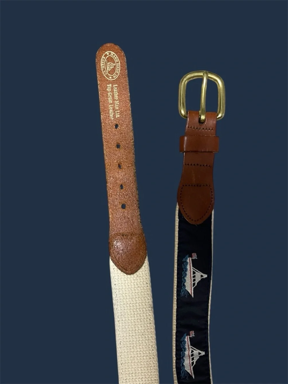 Leather Man Ltd Solid Brass Genuine Leather Mens Belt